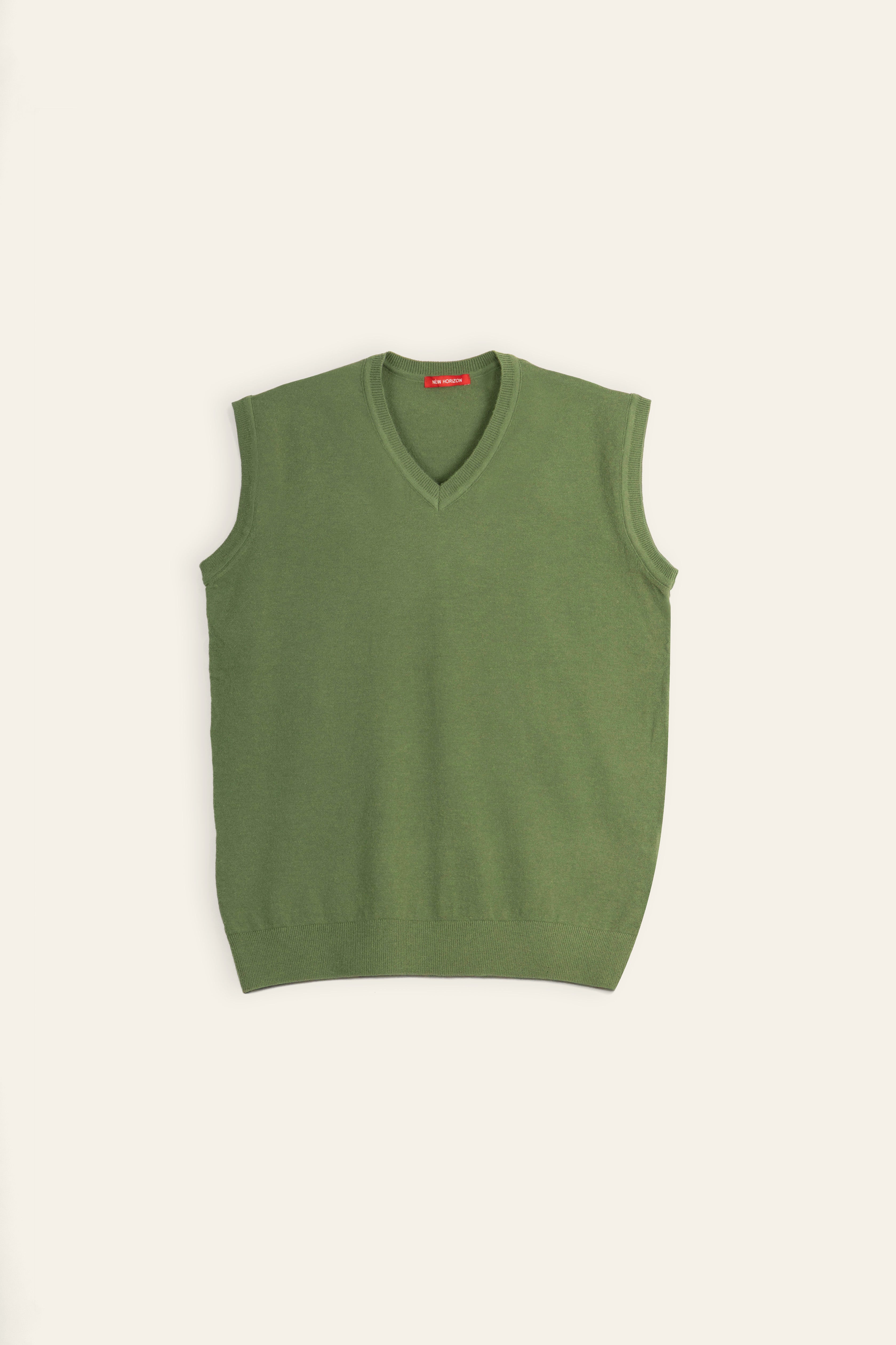 Wool Knitted Vest - Green